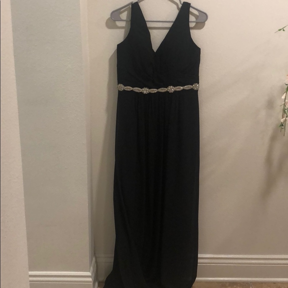 Black and diamond embellished long formal gown